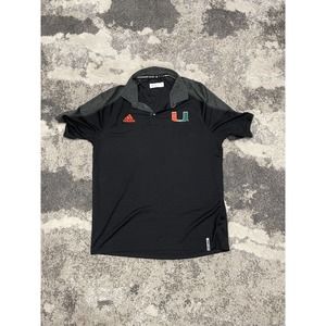 University of Miami Hurricanes Adidas Polo Black Large Men's
